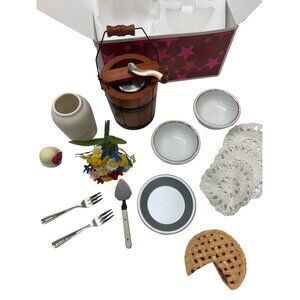American Girl Addys Ice Cream Freezer Party Set Wood Dishware Pie Incomplete